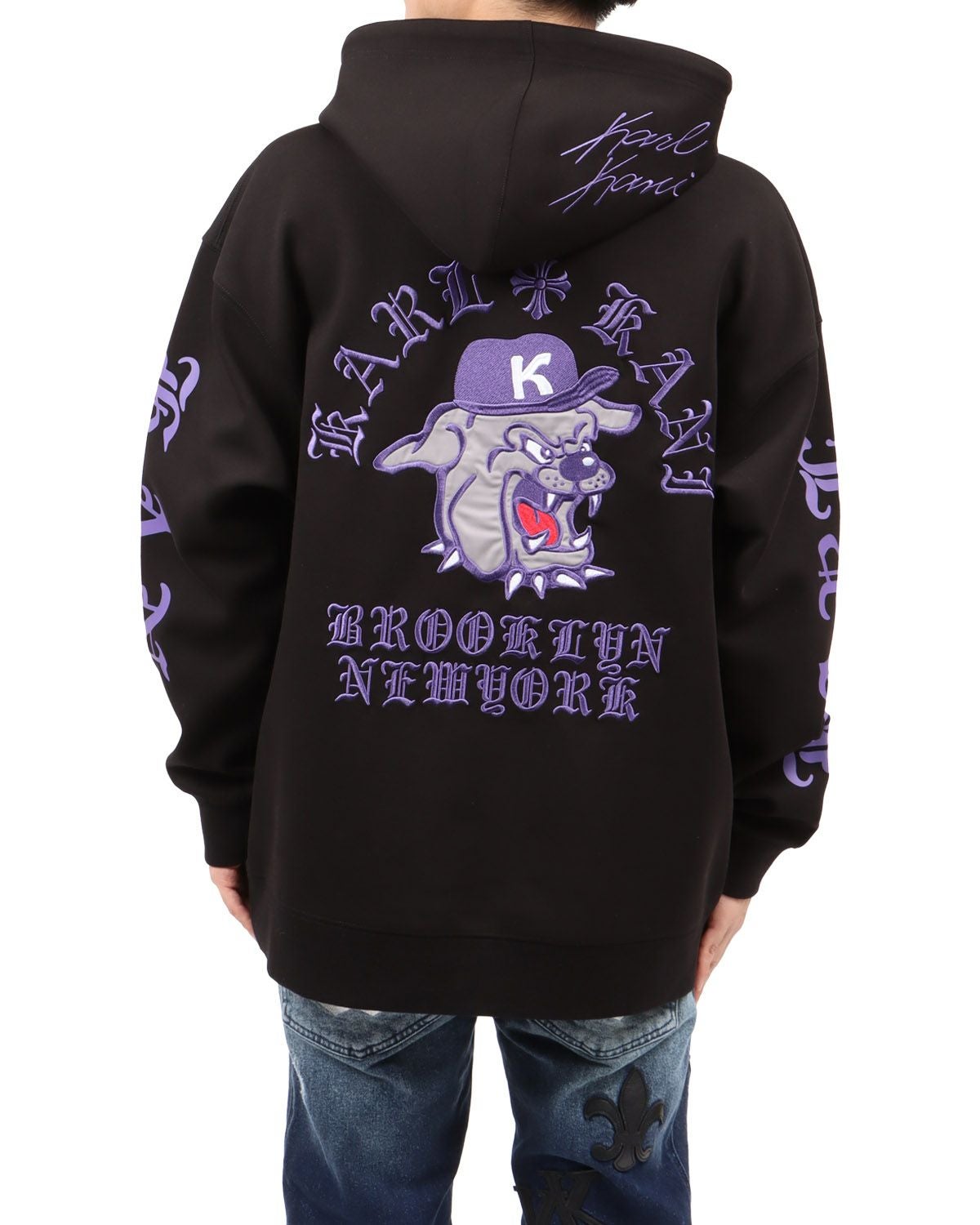 新品キルティングXダンボールニット切替パーカー❤️タイムセール Karl Kani] ダンボールニット ブルドッグ プルパーカー | PEET ONLINE