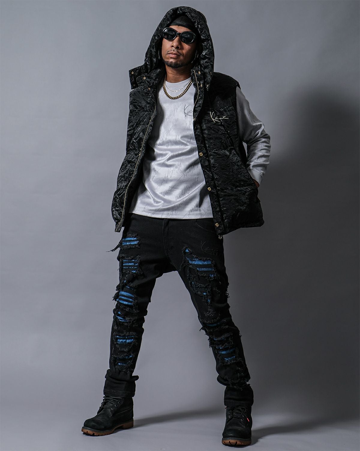 KARL KANI ダウンベスト Karl Kani] 撥水ロゴ フード ダウンベスト | PEET ONLINE STORE