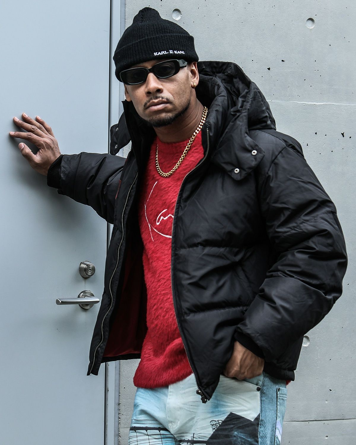 新品　タグなし KARLKANI コート サイズXL 赤 Karl Kani] ブラックレッド ダウンジャケット | PEET ONLINE STORE