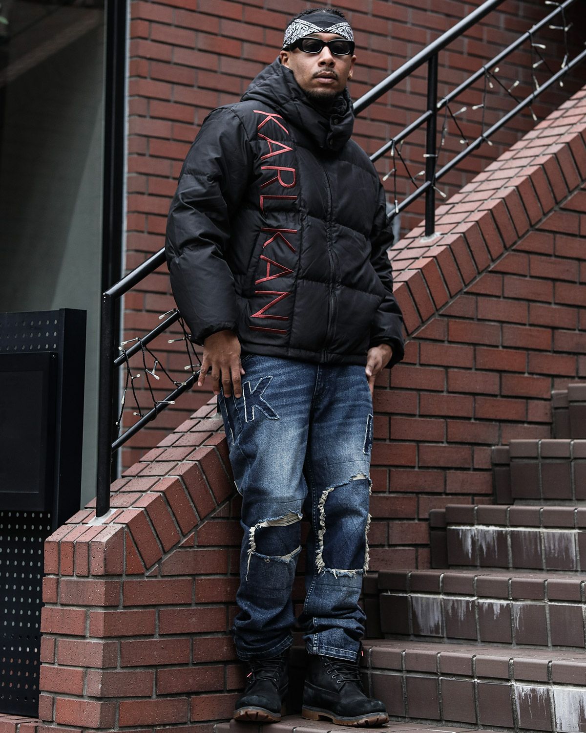 Karl Kani] ブラックレッド ダウンジャケット | PEET ONLINE STORE