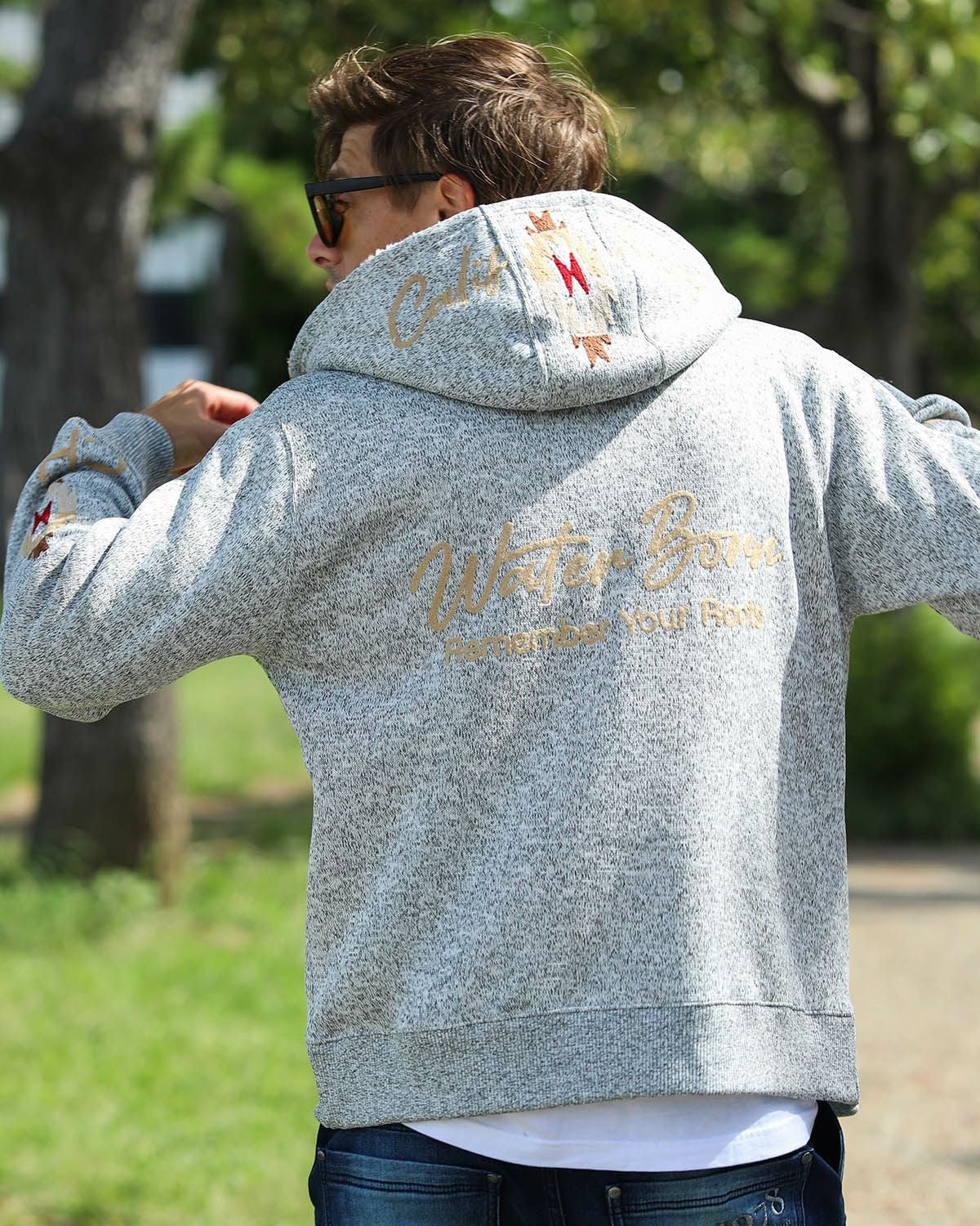 GOTCHA] ポリ杢 裏ボア フード ナバホロゴ ジップパーカー | PEET