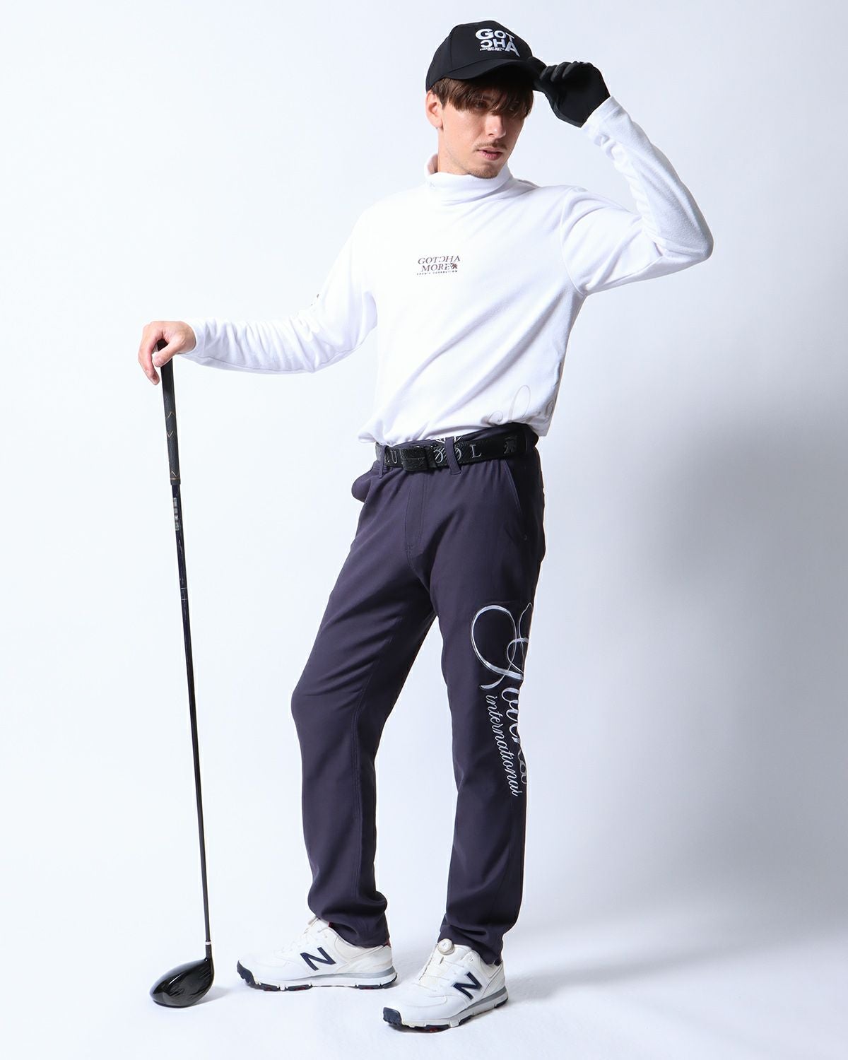 GOTCHA GOLF] スーパーストレッチ ジャカード 脇跨ぎ ロゴパンツ