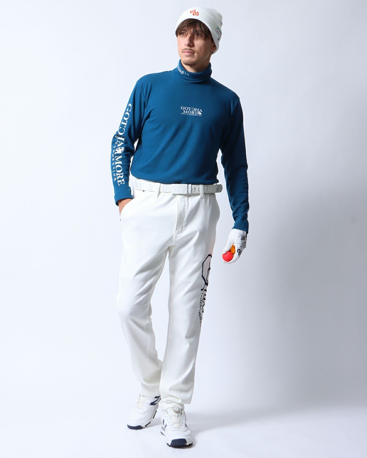 GOTCHA GOLF] スーパーストレッチ ジャカード 脇跨ぎ ロゴパンツ