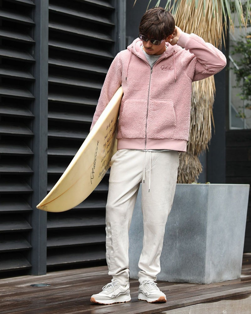 ピンクグレー：180cm/70kg(Lサイズ着用)