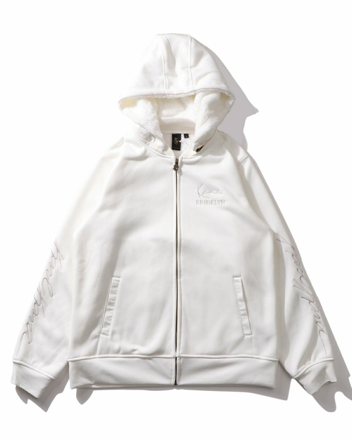 Karl Kani] 撥水 裏ボア ストレッチ スウェード フード脱着 ジップ
