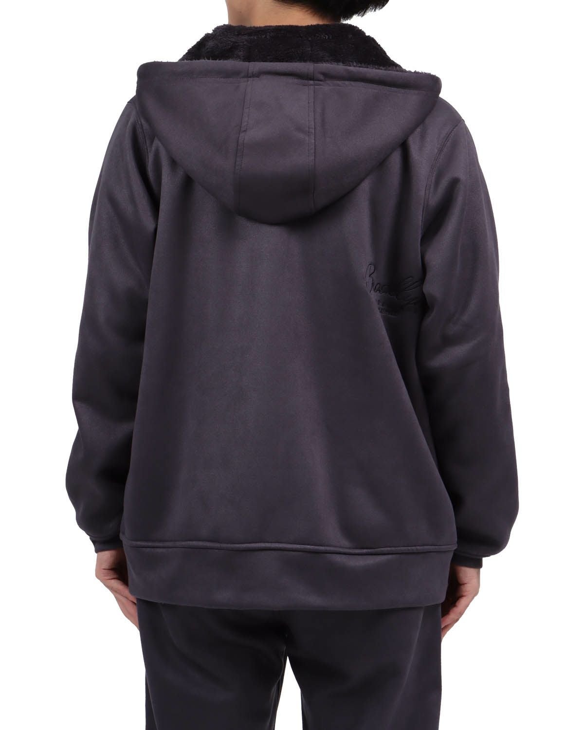 Karl Kani] 撥水 裏ボア ストレッチ スウェード フード脱着 ジップ