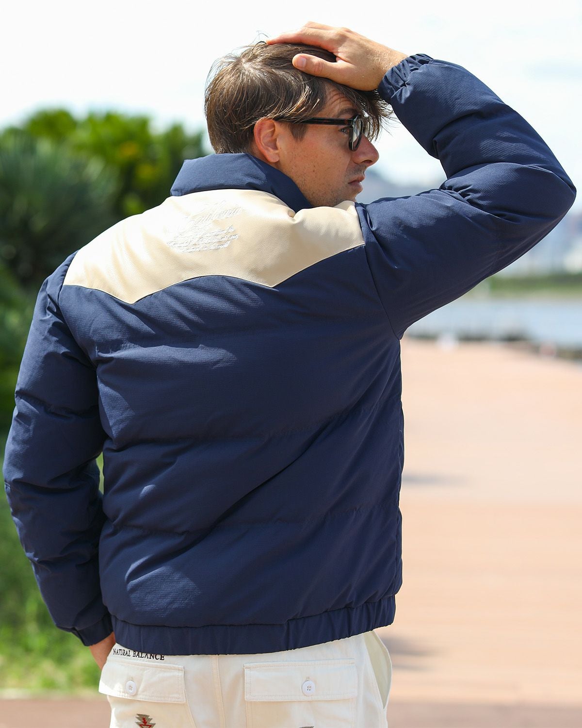 ネイビー：183cm/70kg(Lサイズ着用)