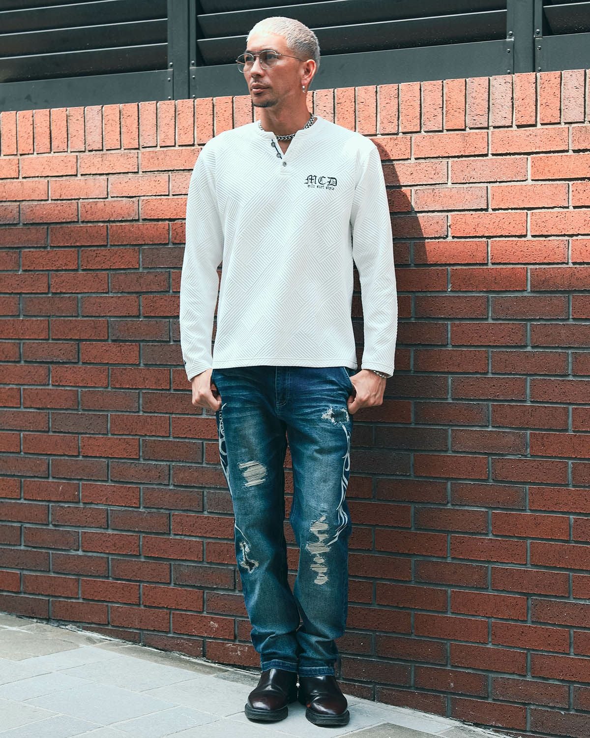 MCD] ストレッチ ダメージ トライバル デニムパンツ | PEET ONLINE STORE
