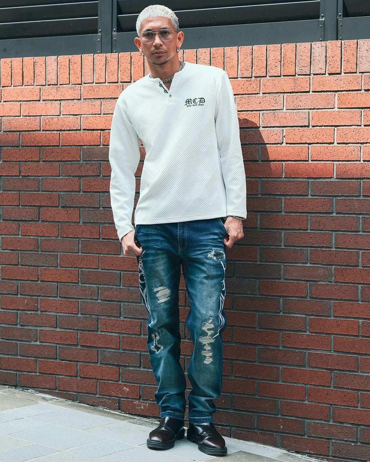 MCD] ストレッチ ダメージ トライバル デニムパンツ | PEET ONLINE STORE