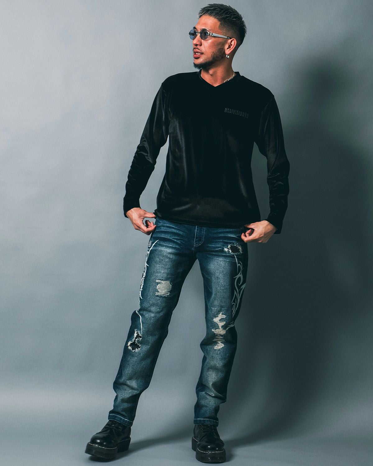 インディゴ:183cm(Lサイズ着用)