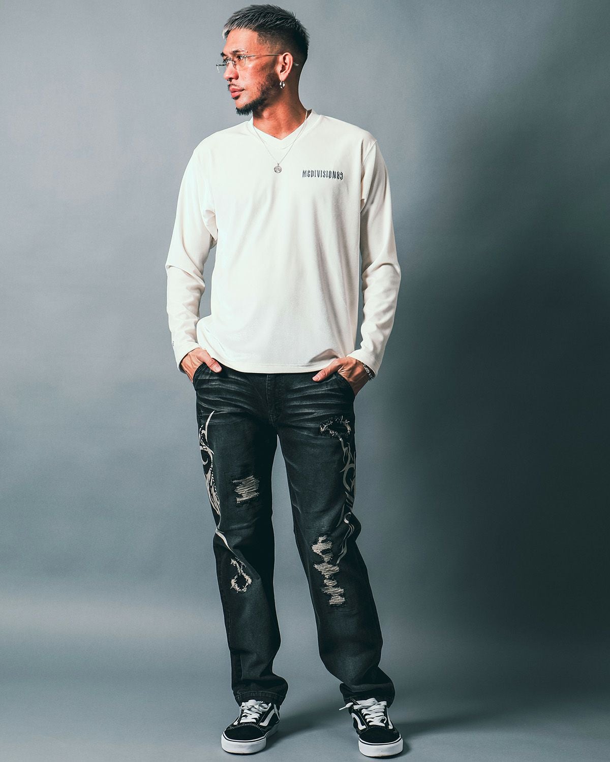 MCD] ストレッチ ダメージ トライバル デニムパンツ | PEET ONLINE STORE