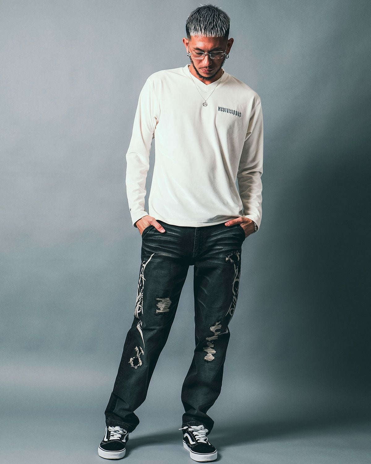 MCD] ストレッチ ダメージ トライバル デニムパンツ | PEET ONLINE STORE