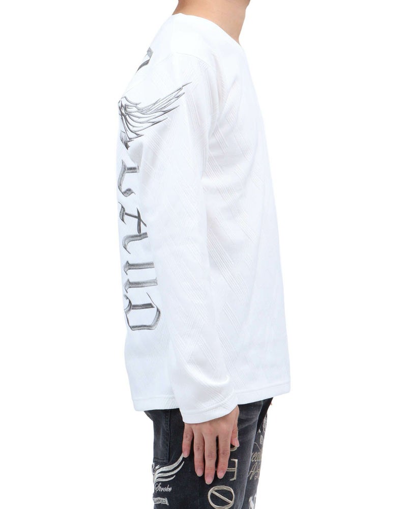 ホワイト：173cm63kg(Lサイズ着用)