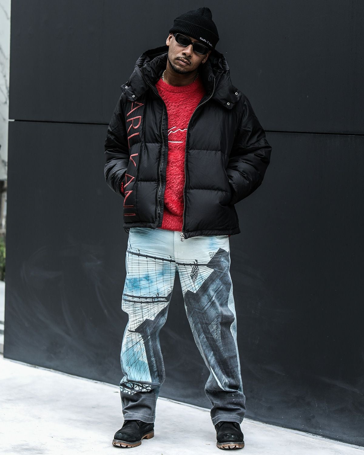 Karl Kani] ストレッチ ビッグフォト BROOKLYN イージーパンツ | PEET