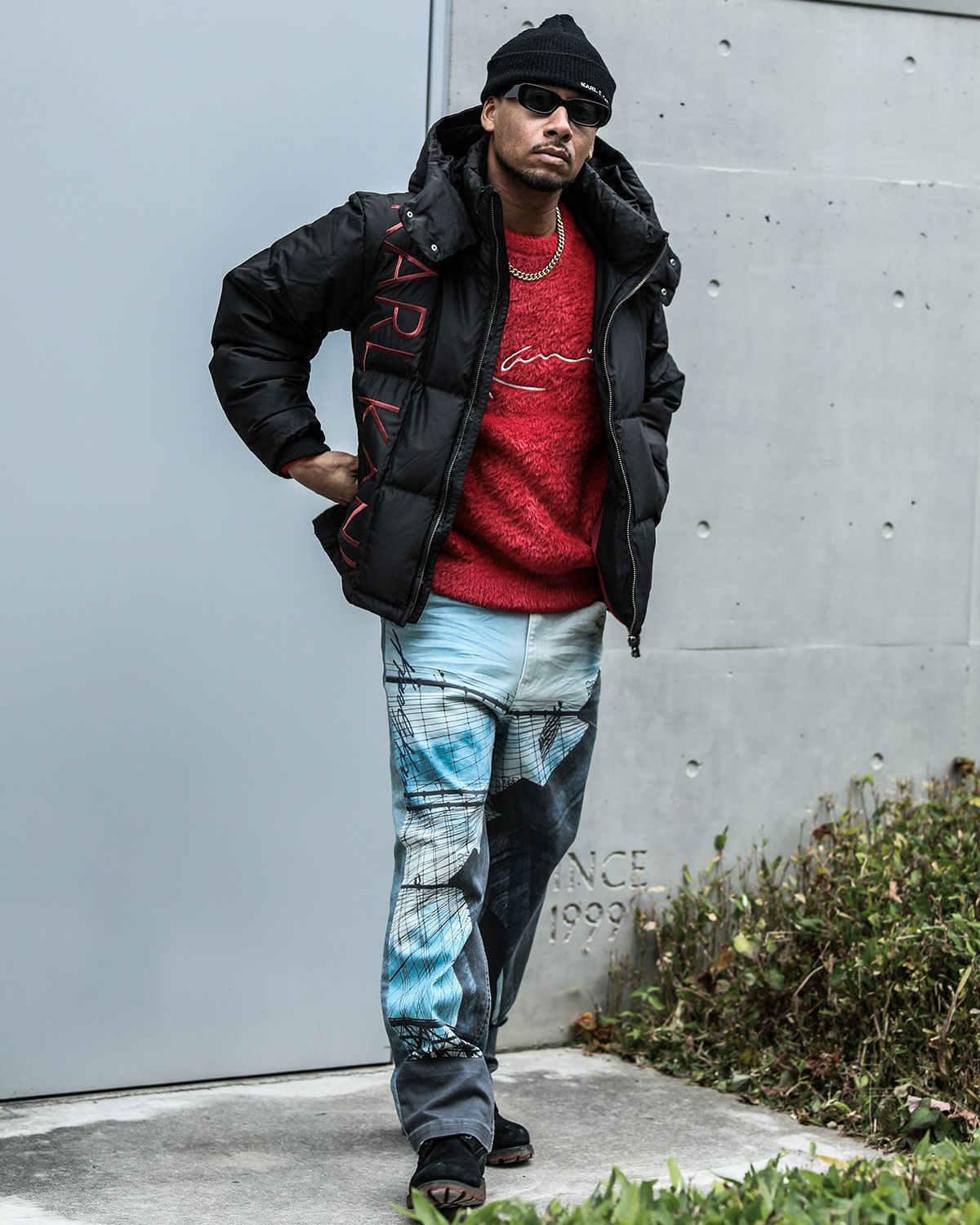 Karl Kani] ストレッチ ビッグフォト BROOKLYN イージーパンツ | PEET