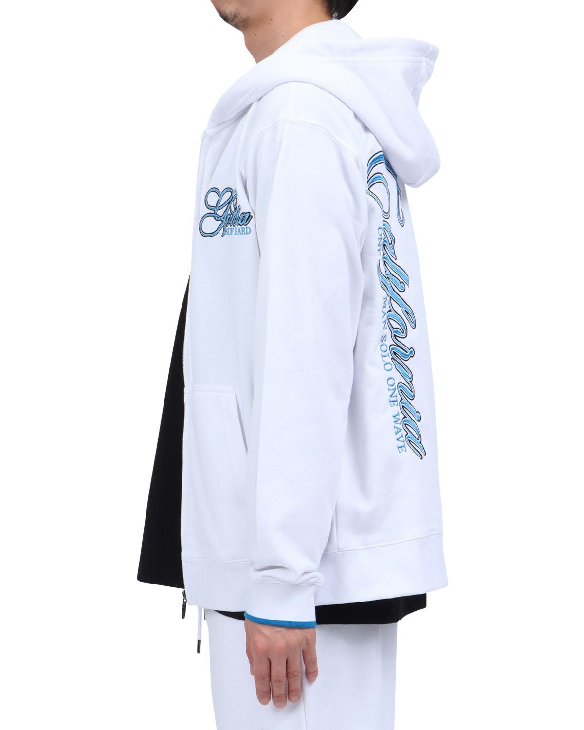 【Lサイズ】GACKT ガクト パーカー フーディ hoodie DIVE 白青 GOTCHA] リミテッド カラーロゴ ジップパーカー | PEET ONLINE STORE