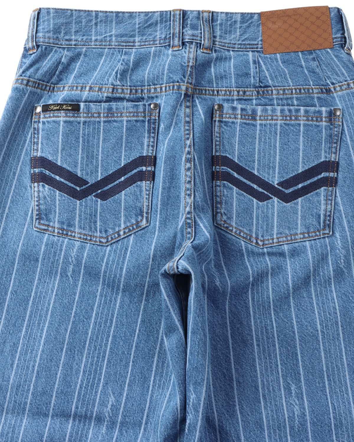 Karl Kani] リラックスフィット ストレート ストライプ デニムパンツ