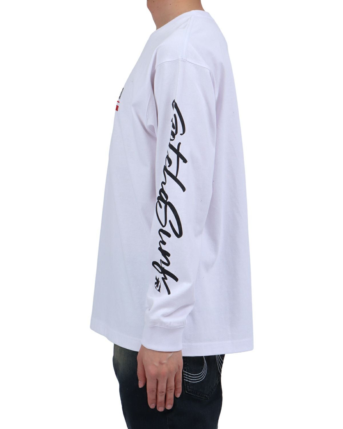 ホワイト：174cm62kg(Lサイズ着用)