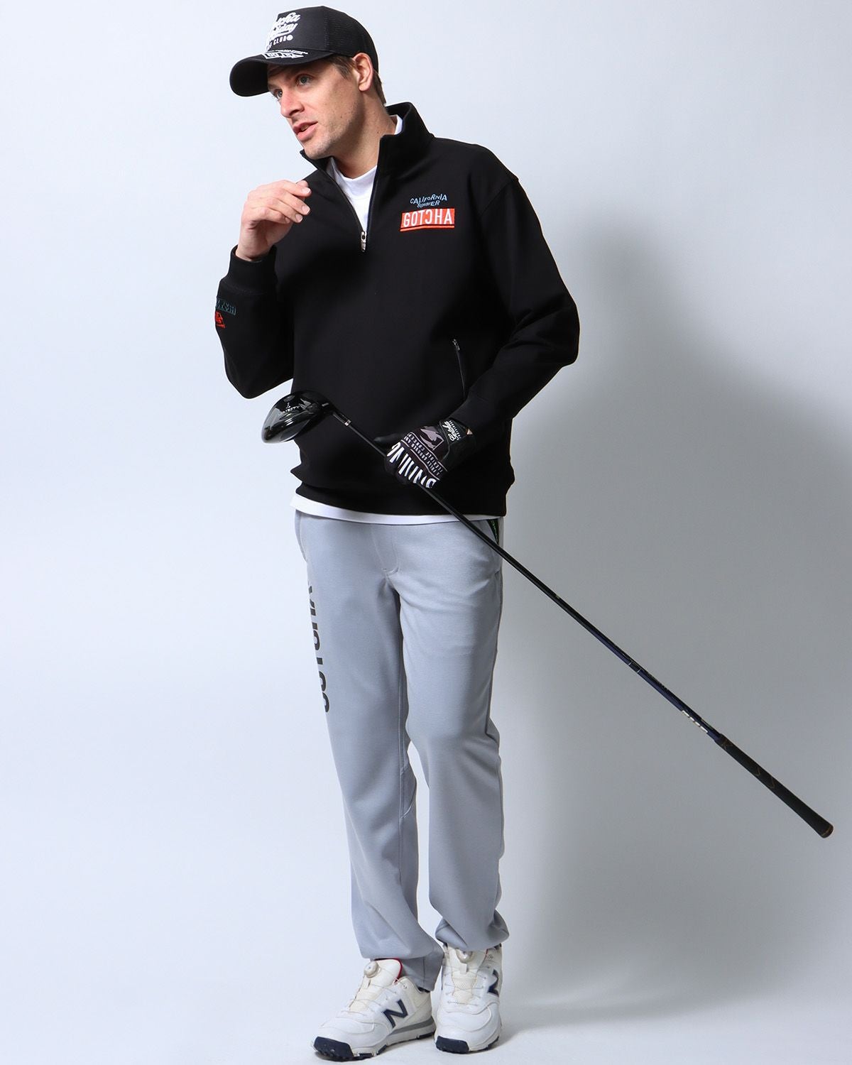GOTCHA GOLF] ドローイングシャーク ハーフジップ ポンチ トレーナー