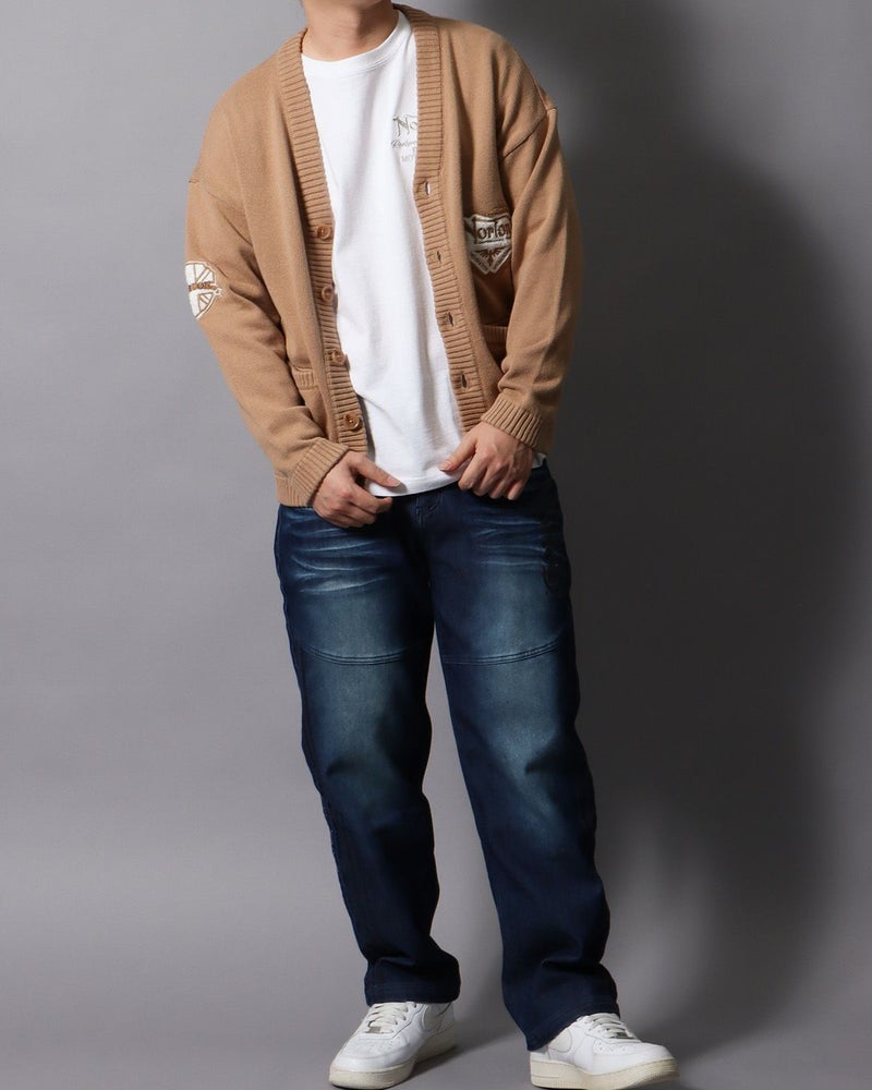 ベージュ：178cm/75kg(Lサイズ着用)