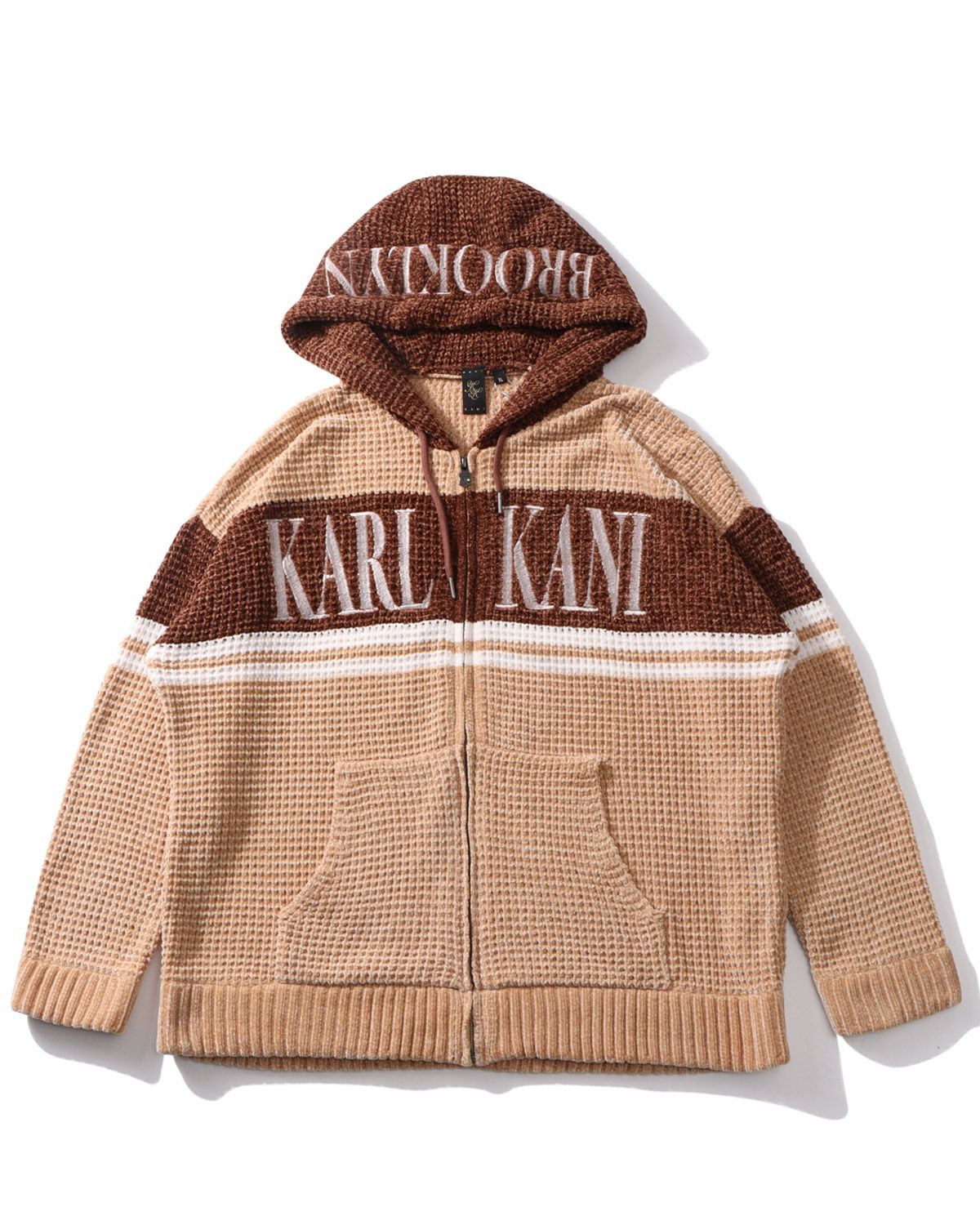 Karl Kani] 静電気防止 カラー切替 ニット フルジップ パーカー | PEET