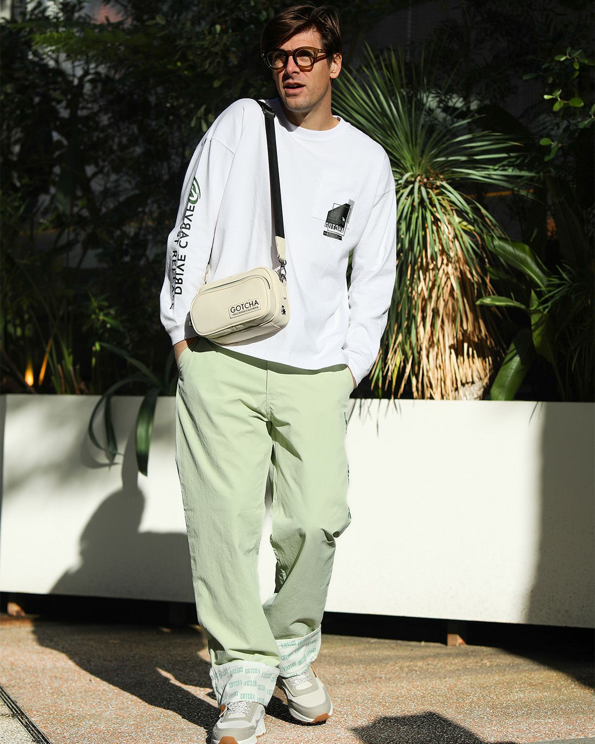 ミントグリーン：183cm/70kg(Lサイズ着用)