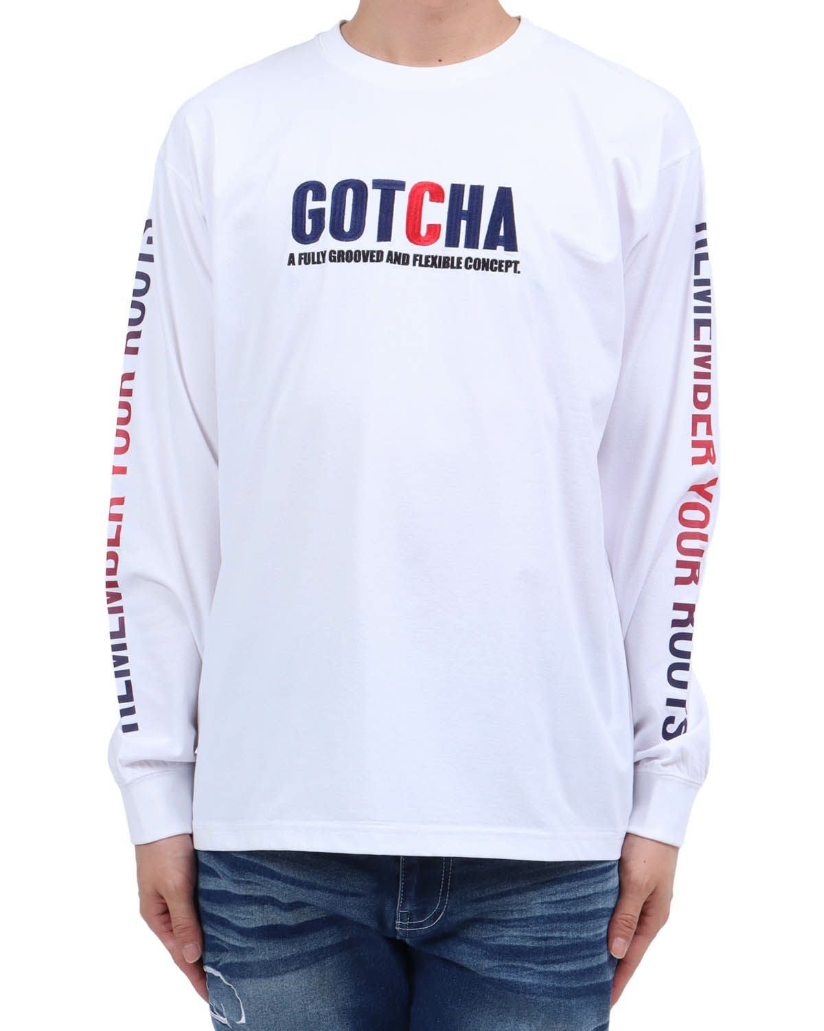 ホワイト：174cm62kg(Lサイズ着用)