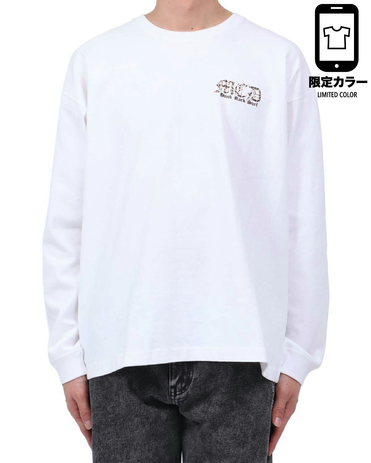 ホワイト：174cm62kg(Lサイズ着用)