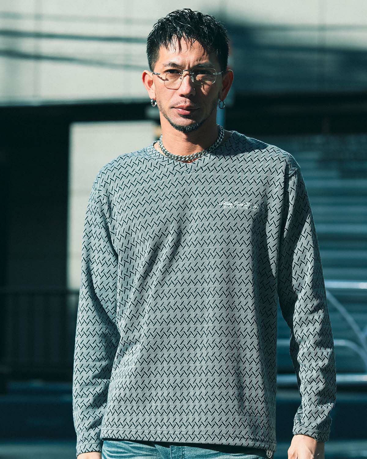 MCD] ジオメトリック ジャカード Vネック ロンT | PEET ONLINE STORE