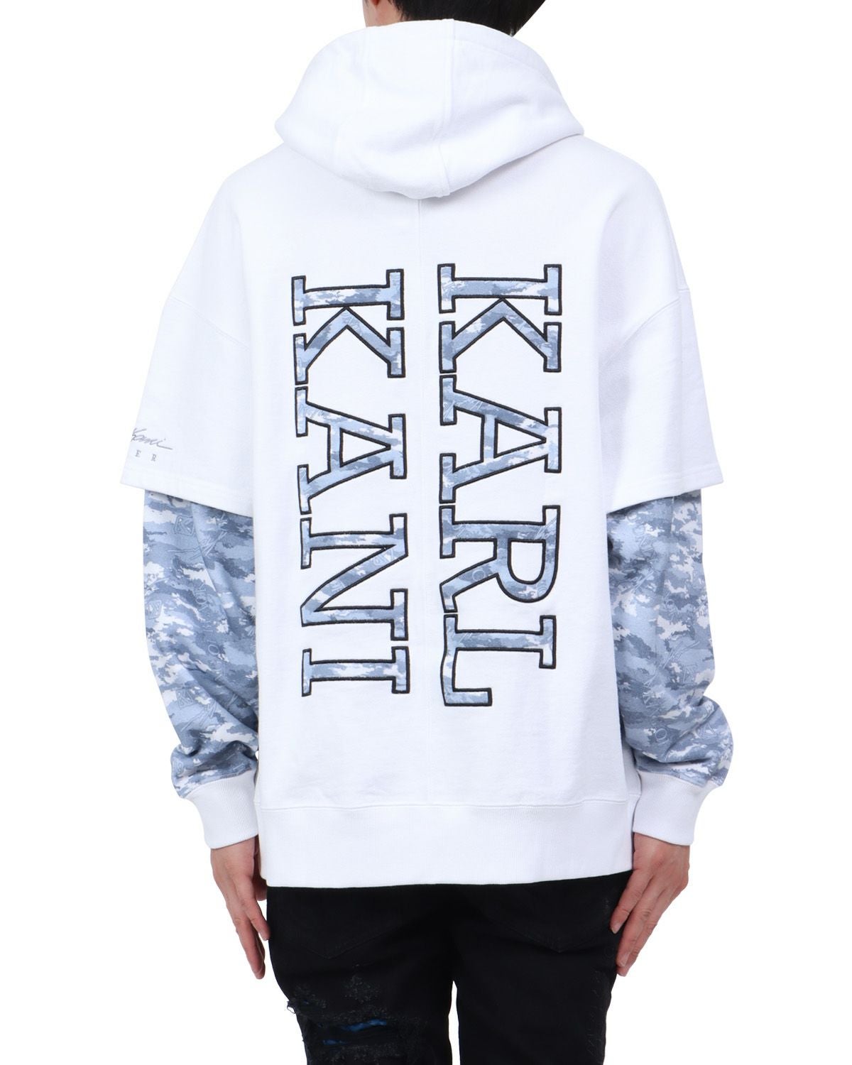 ホワイト：174cm62kg(Lサイズ着用)