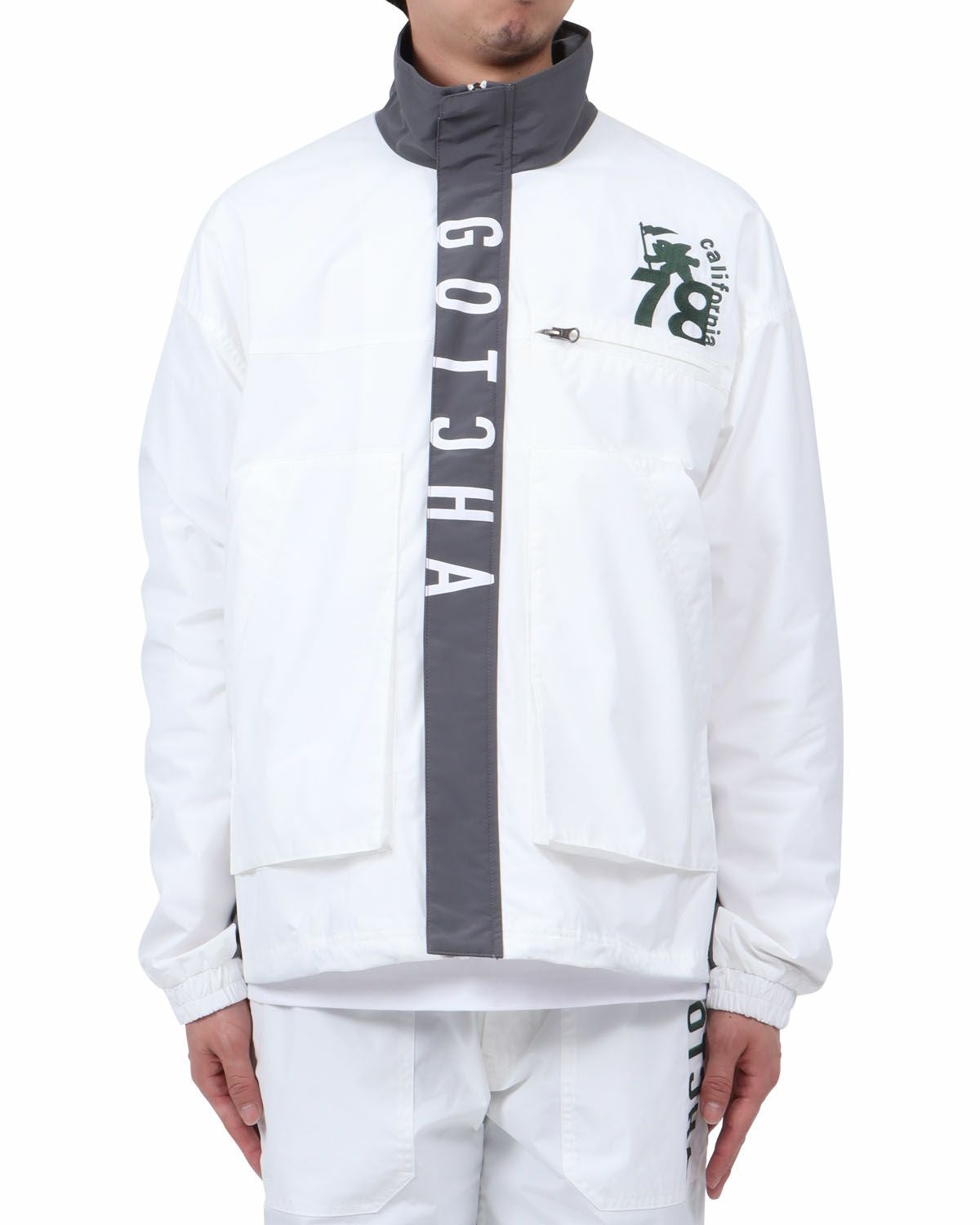 ガッチャ/GOTCHA★ジップアップ/スウェットジャケット【メンズM-38/白/white】 ガッチャ ジップアップベスト ジャケット ゴルフ スポーツウエア