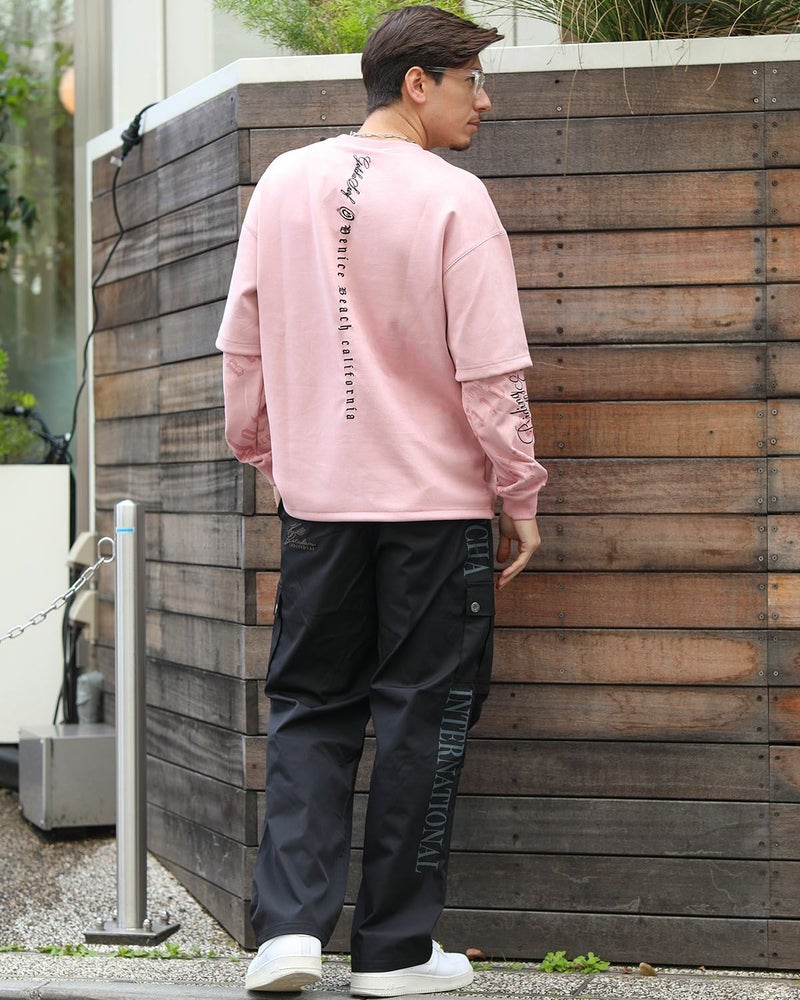 ピンク：180cm/70kg(Lサイズ着用)