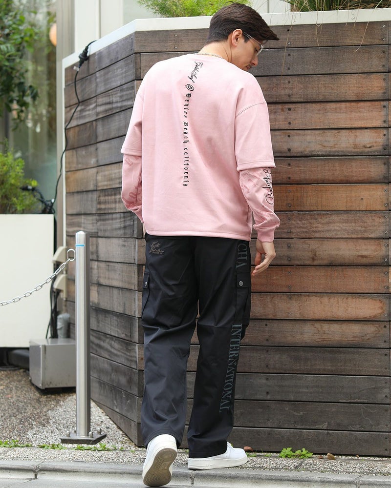 ピンク：180cm/70kg(Lサイズ着用)