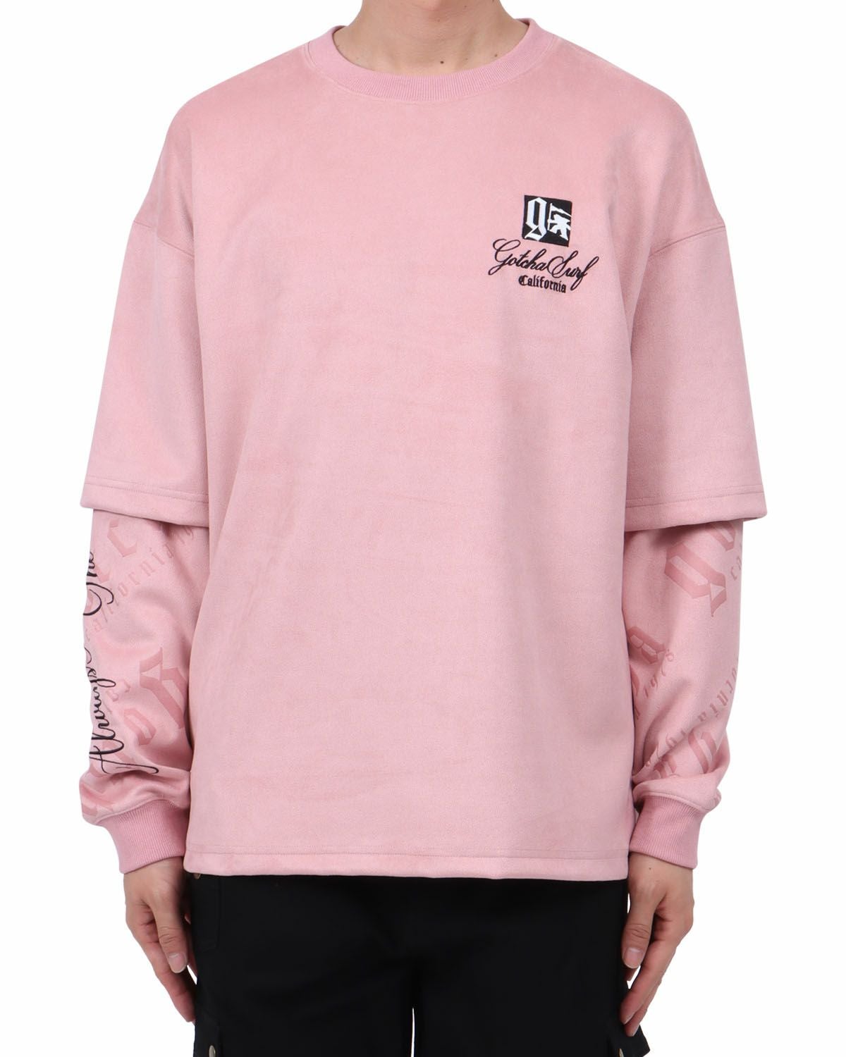 ピンク：174cm62kg(Lサイズ着用)