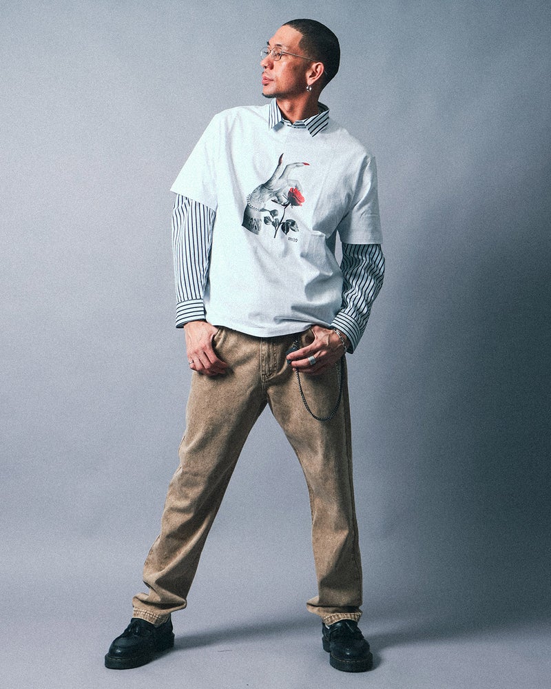 ベージュ：183cm(Lサイズ着用)