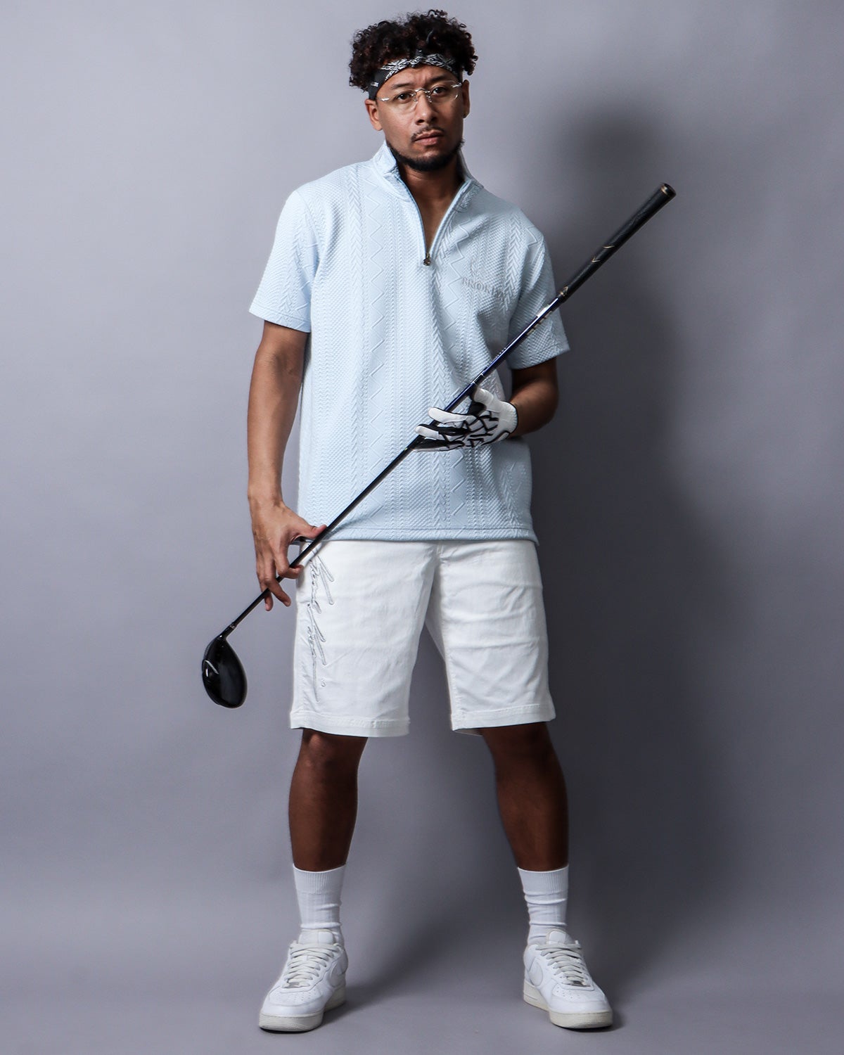 Karl Kani GOLF] デオドラントドライケーブル ジャカード ハーフジップ