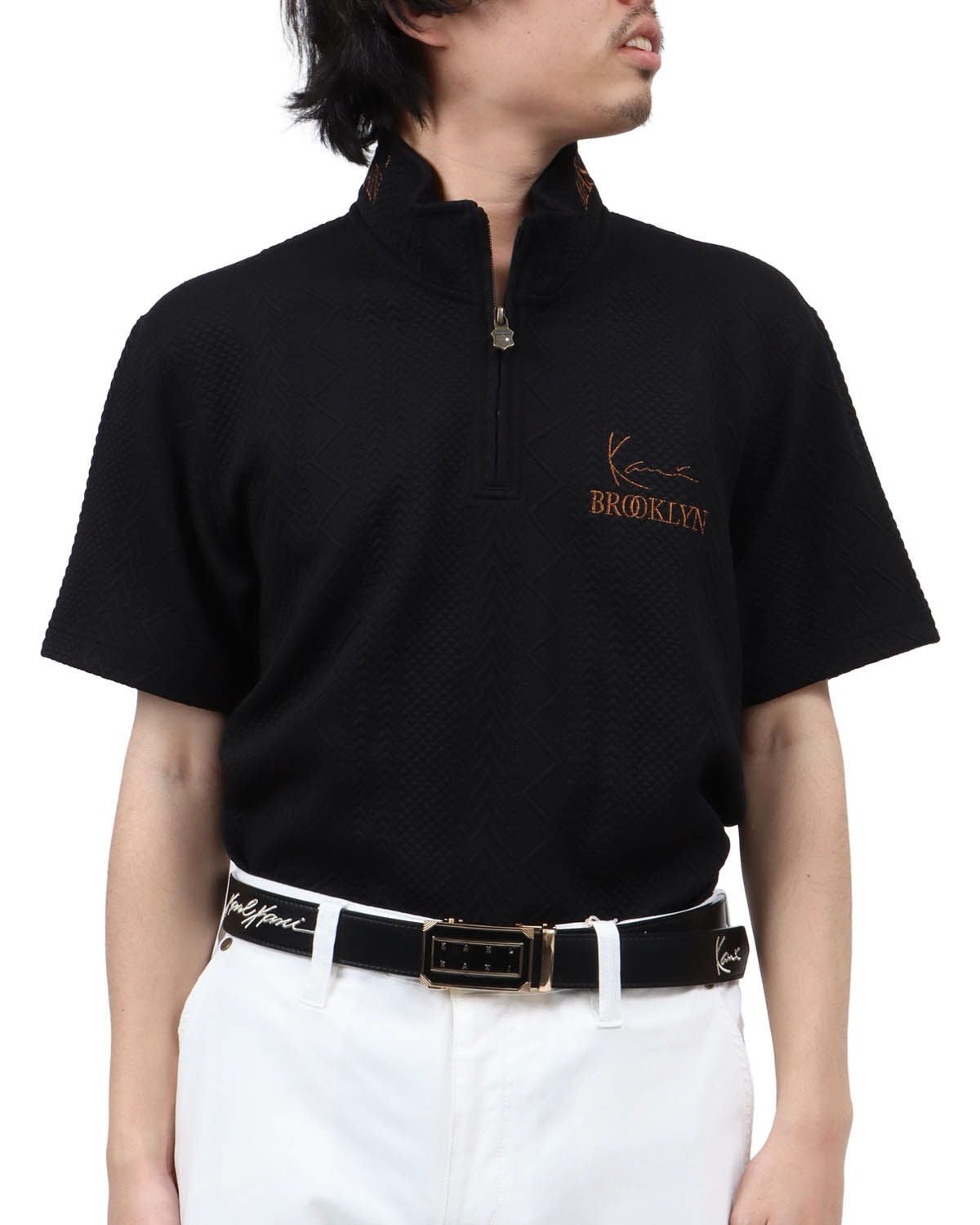 Karl Kani GOLF] デオドラントドライケーブル ジャカード ハーフジップ