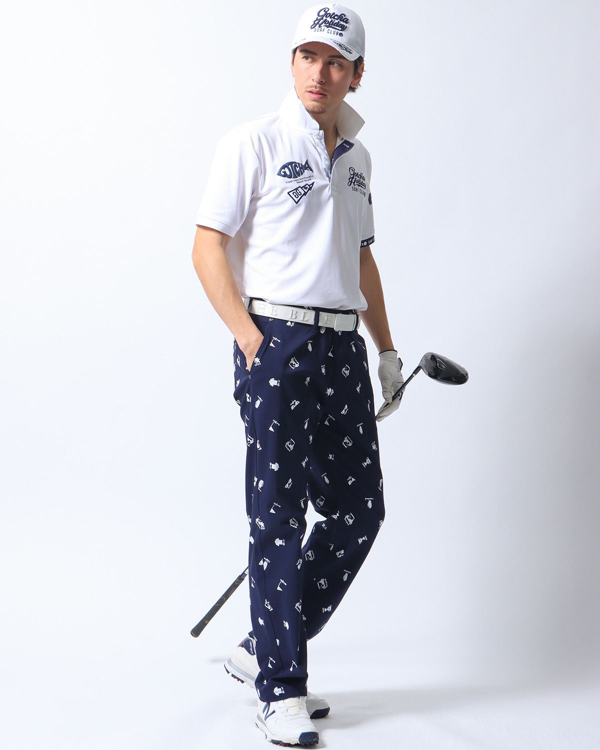 GOTCHA GOLF] UVカット ドライ ガムストレッチ ミニマム 総柄 ロング