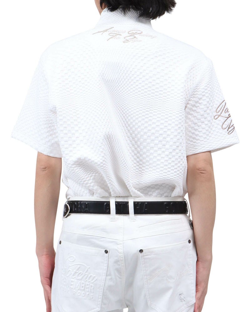 ホワイト：173cm63kg(Lサイズ着用)