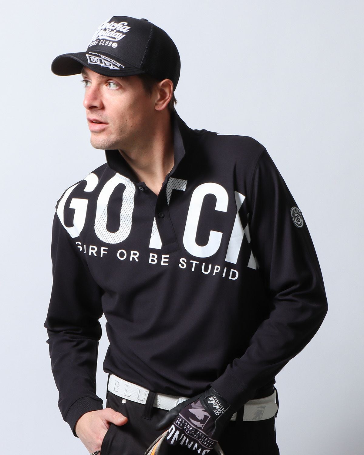 GOTCHA GOLF] ドライ UVカット ビッグロゴ 鹿の子 ロングポロ | PEET