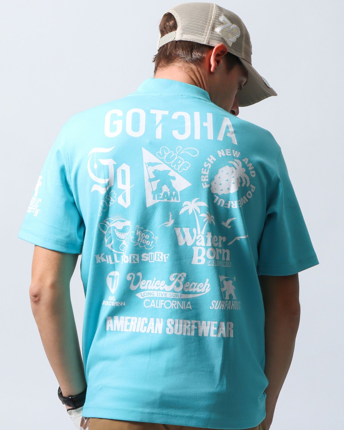 GOTCHA GOLF] UVカット リミテッド ワントーンロゴ モックネックT