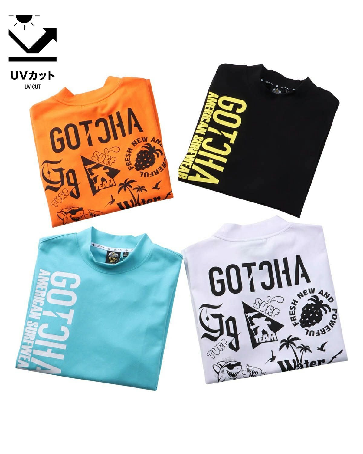 GOTCHA GOLF] UVカット リミテッド ワントーンロゴ モックネックT