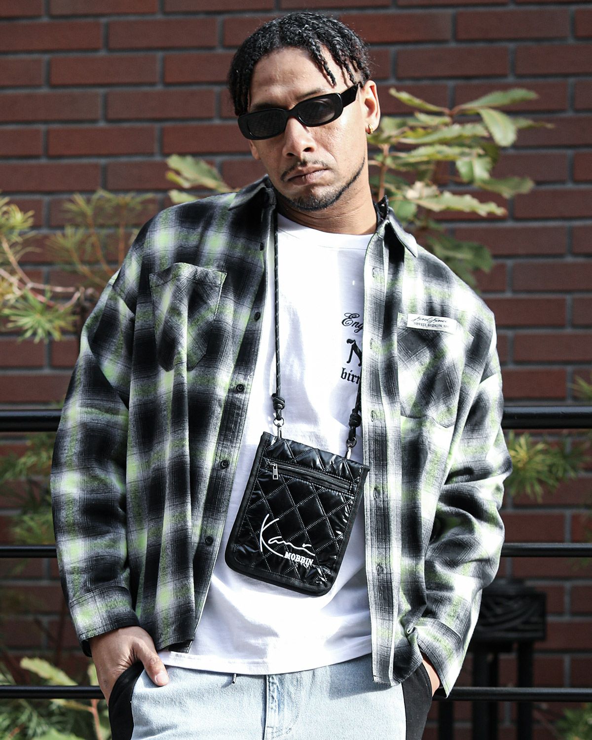 Karl Kani] ビッグシルエット カラーライン オンブレチェック シャツ