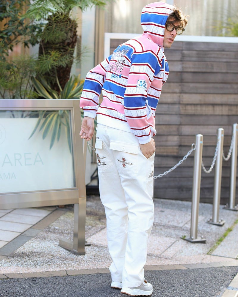 サーモンピンク：183cm/70kg(Lサイズ着用)