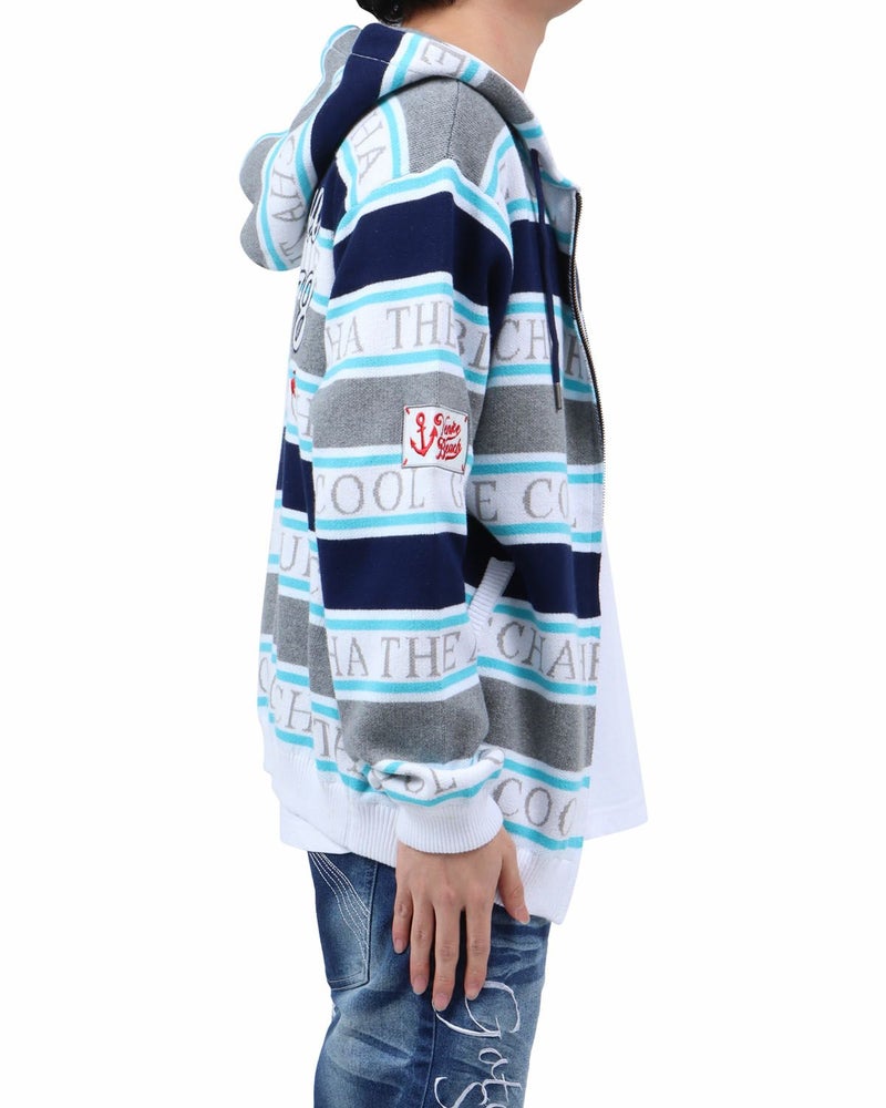 ネービー：173cm63kg(Lサイズ着用)