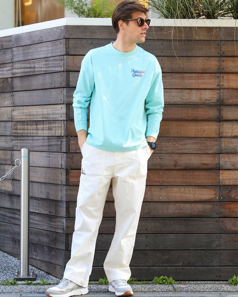 ミントグリーン：183cm/70kg(Lサイズ着用)