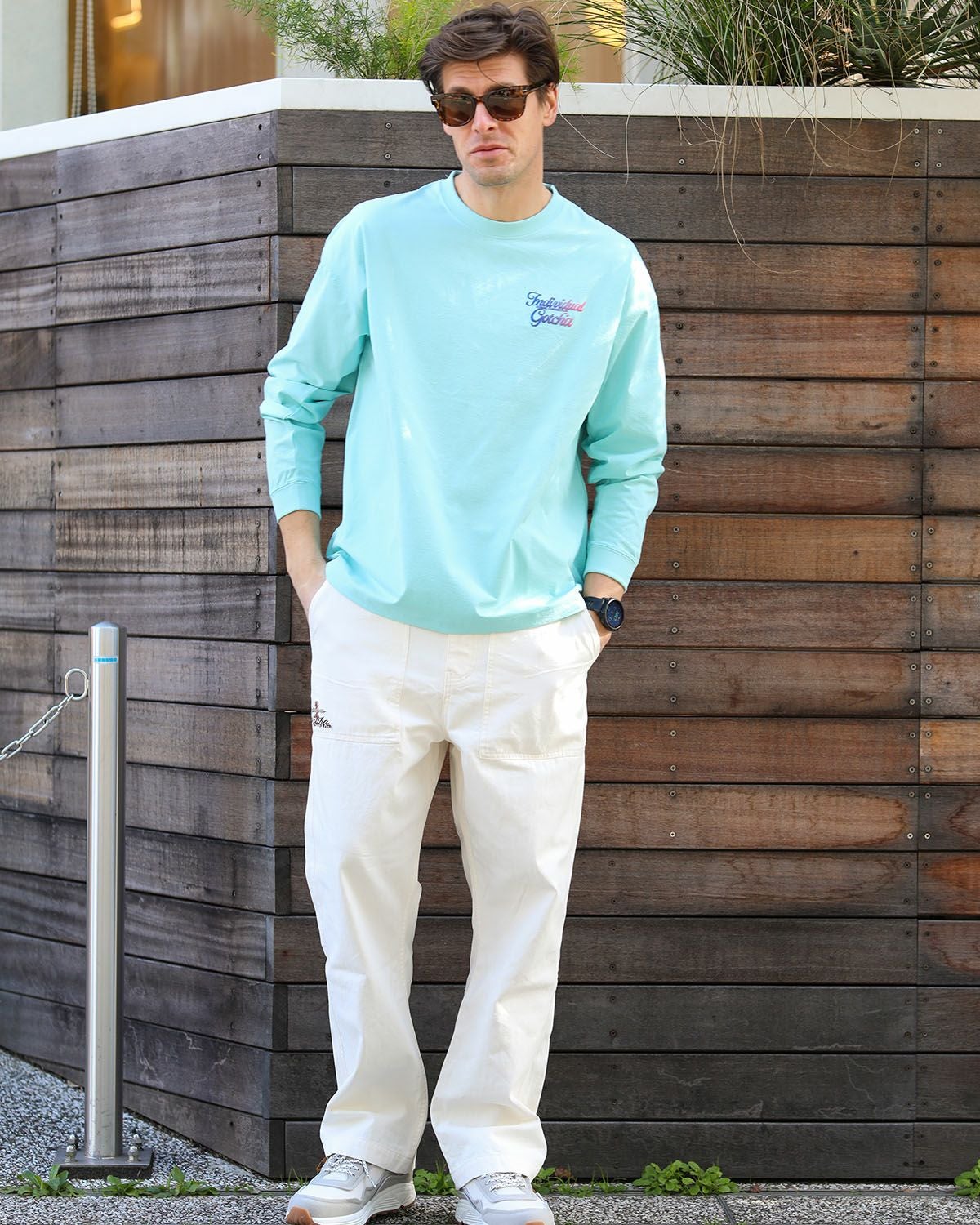 ミントグリーン：183cm/70kg(Lサイズ着用)