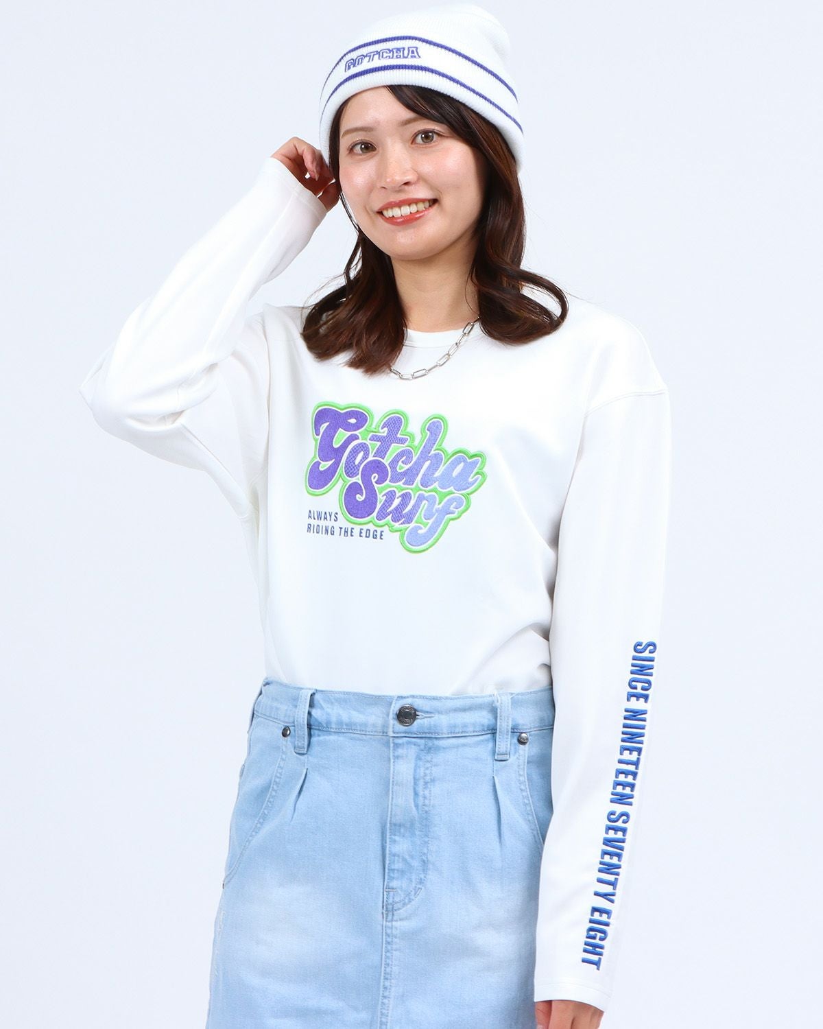 GOTCHA] ドロップショルダー グラデ 刺繍 カラー ロンT | PEET ONLINE