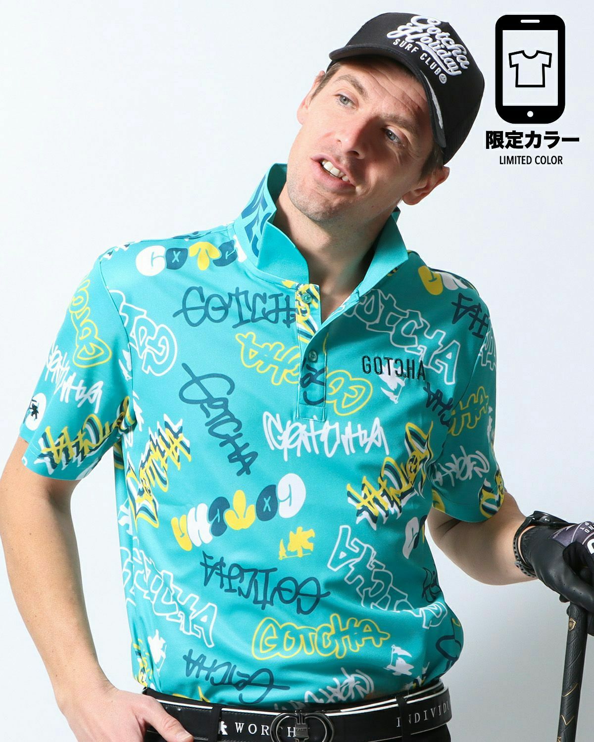 ドライ UVカット グラフィティ ロゴ ポロ