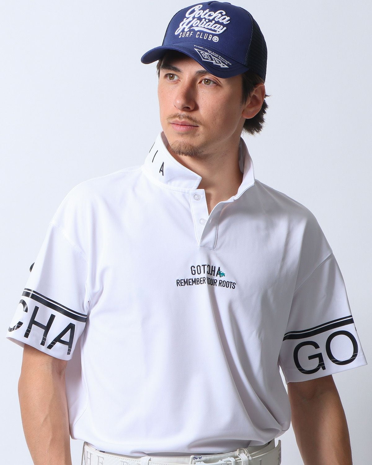 GOTCHA GOLF] デオドラント ドロップショルダー 袖ロゴ ポロ | PEET